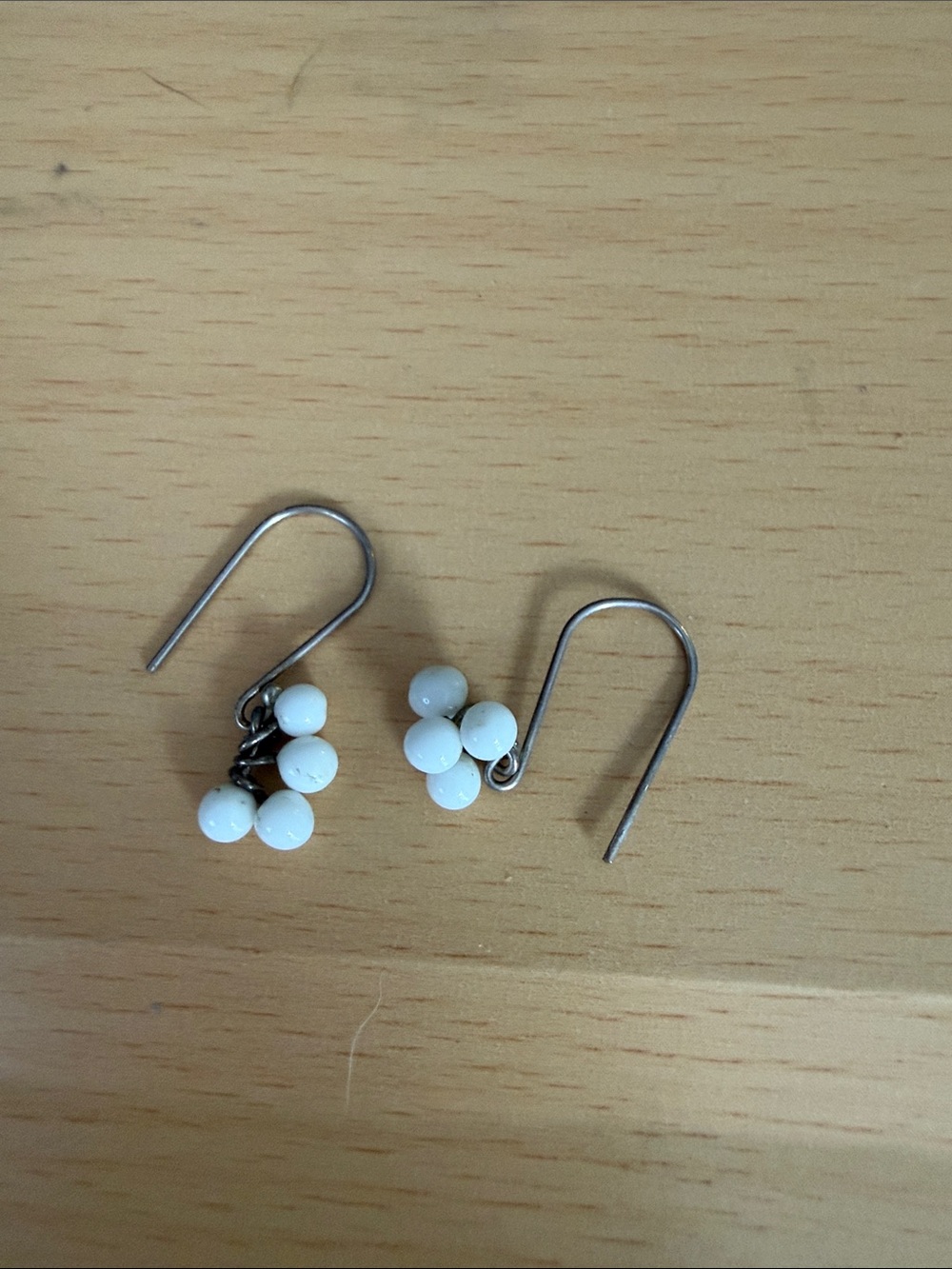 White Bead Cluster Drop Earrings - Women Jewelry